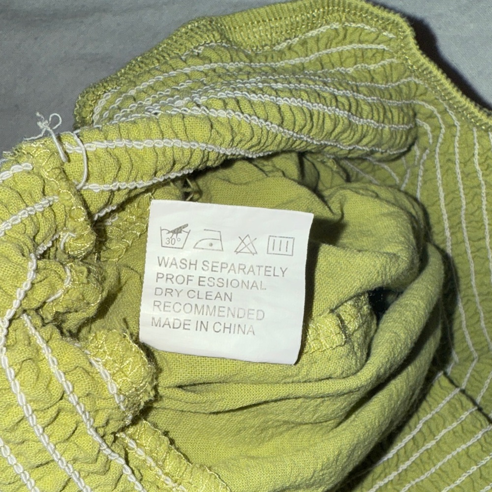 Cotton: boho Green Wide-Leg Pants. Stretch waistband Sz M - Picture 3 of 8